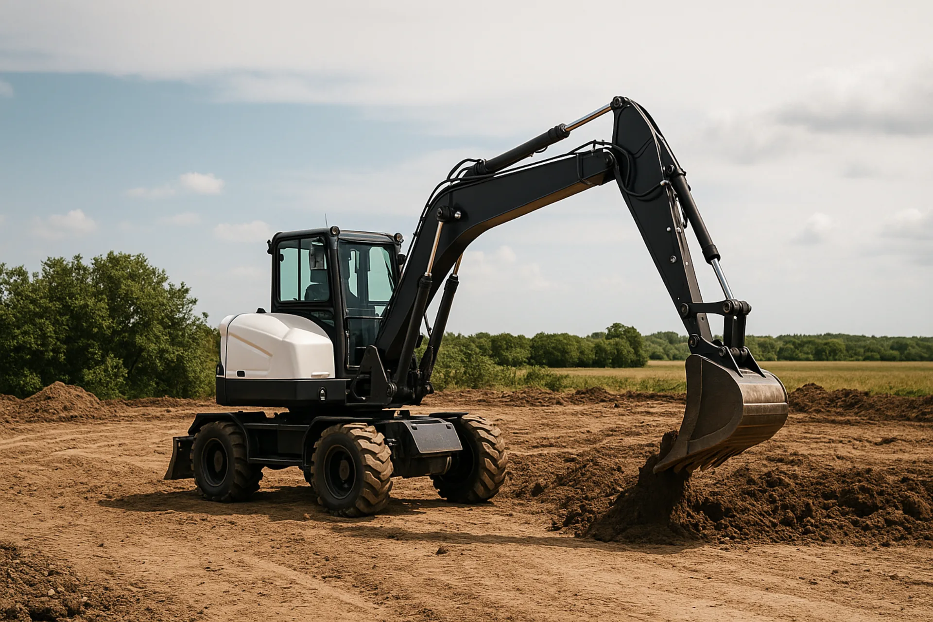 Markarbete med grävmaskin i Östergötland